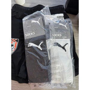 Boys PUMA Black Soccer Shorts S and socks